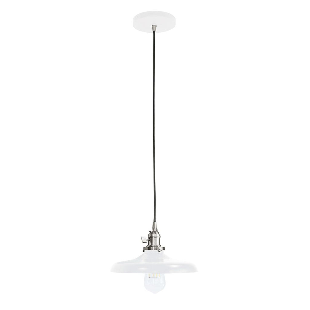 Uno 10" Pendant, White With Brushed Nickel Hardware - PEB401-44-96