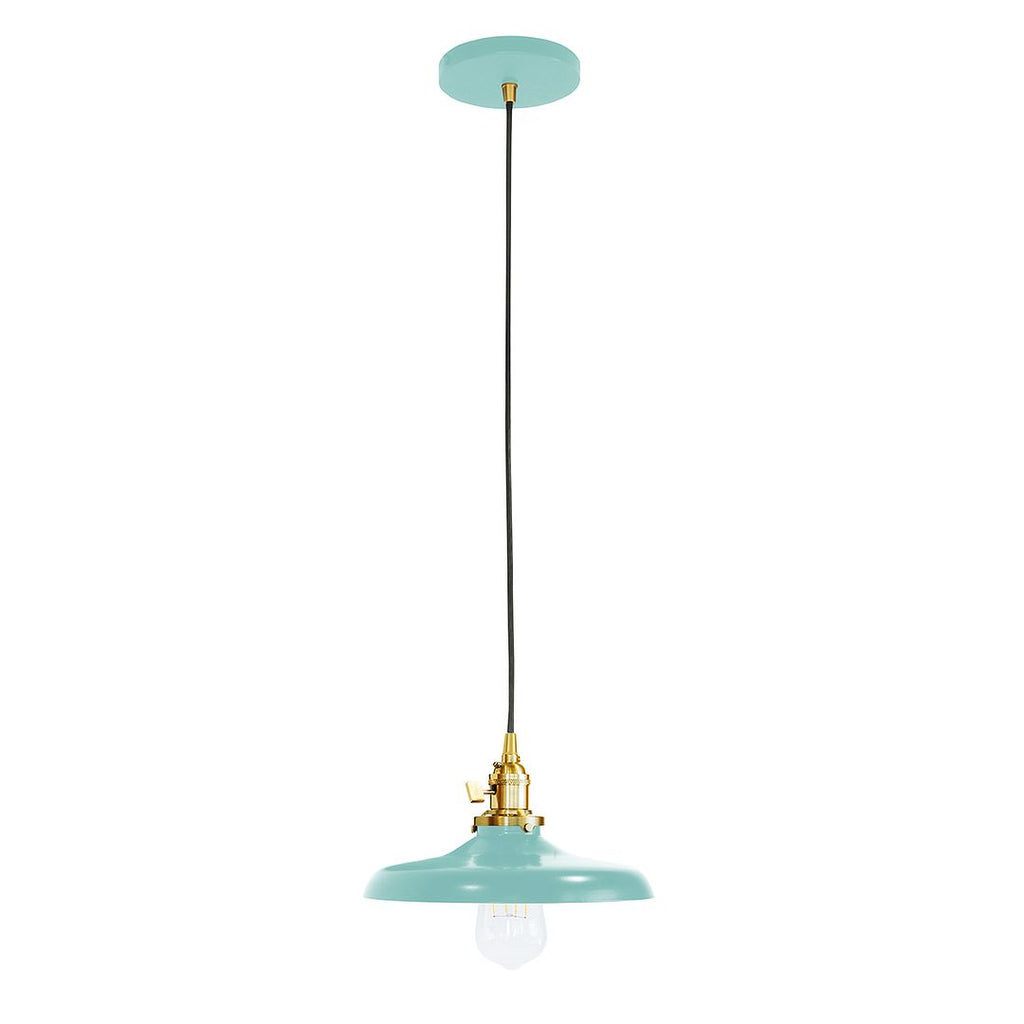 Uno 10" Pendant, Sea Green With Brushed Brass Hardware - PEB401-48-91