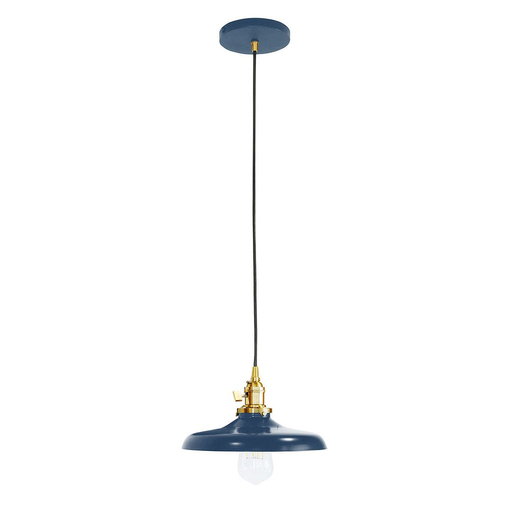 Uno 10" Pendant, Navy With Brushed Brass Hardware - PEB401-50-91