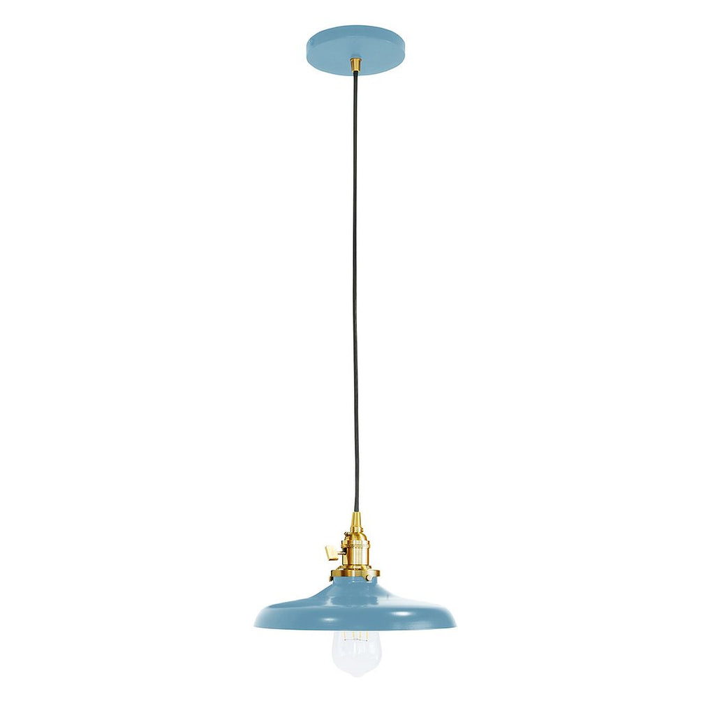 Uno 10" Pendant, Light Blue With Brushed Brass Hardware - PEB401-54-91