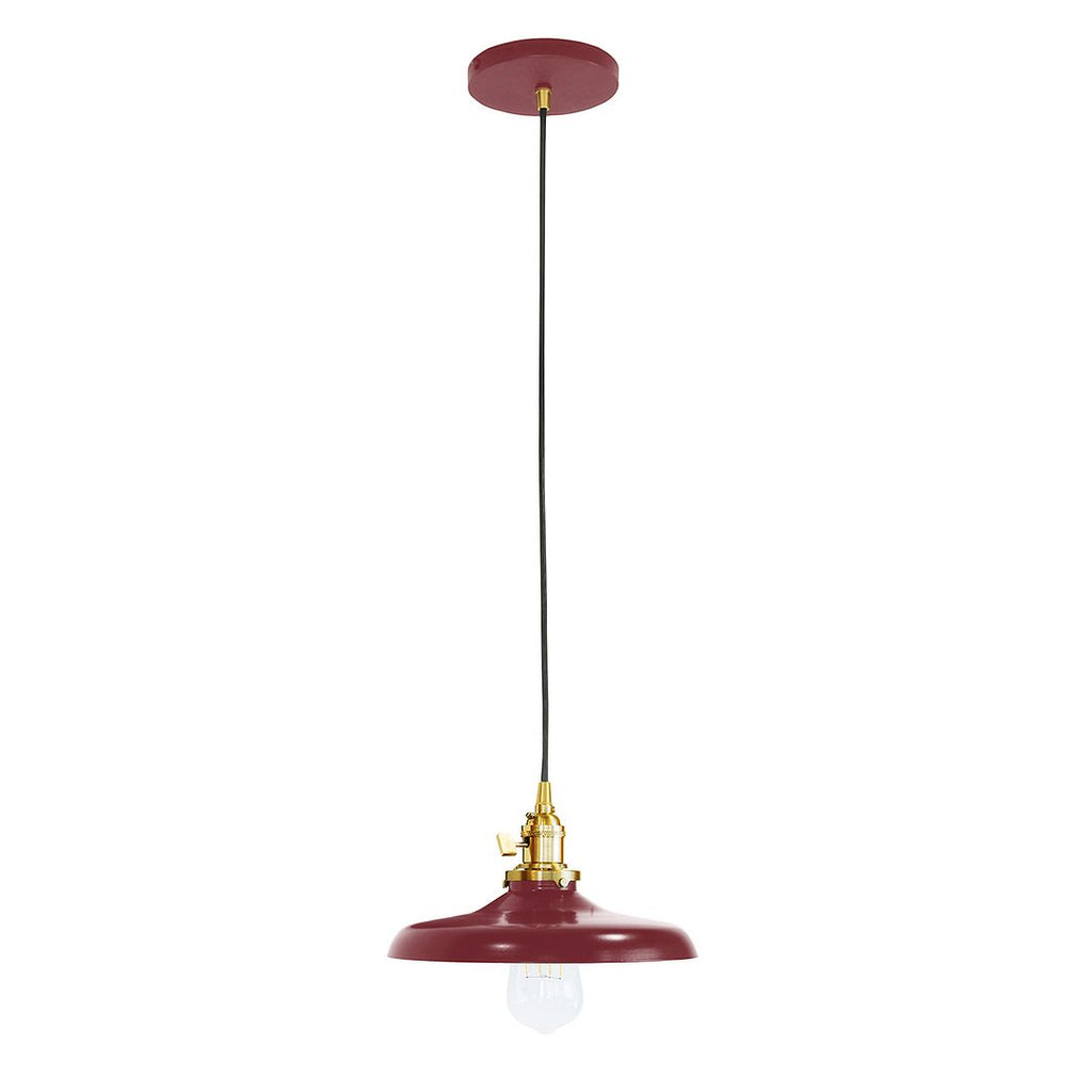 Uno 10" Pendant, Barn Red With Brushed Brass Hardware - PEB401-55-91