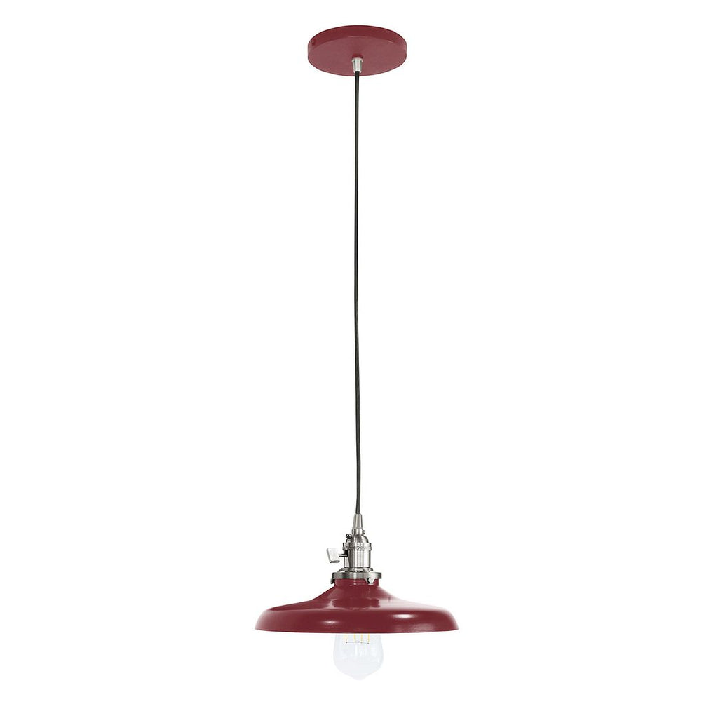 Uno 10" Pendant, Barn Red With Brushed Nickel Hardware - PEB401-55-96