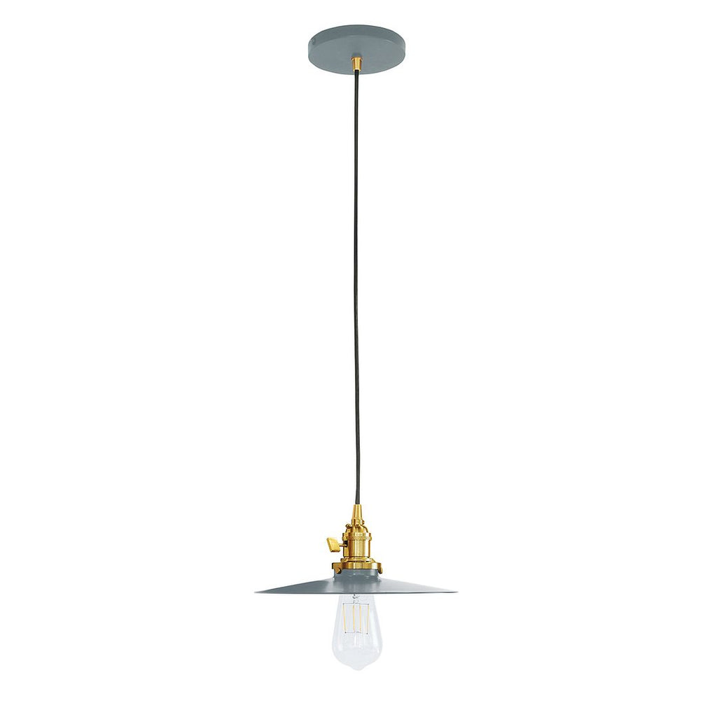 10" Uno Pendant, White Cord With Canopy, Slate Gray With Brushed Brass Hardware - PEB403-40-91-C21