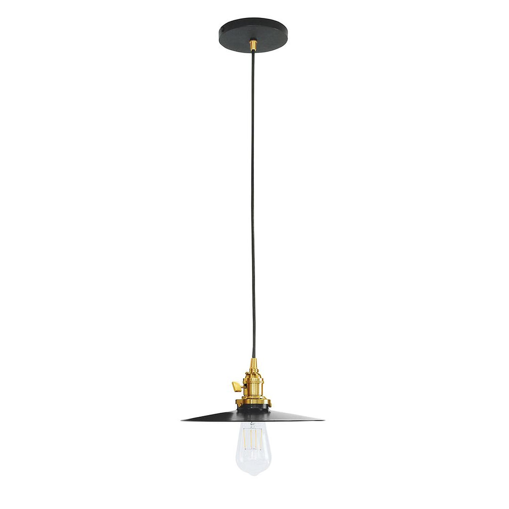 10" Uno Pendant, White Cord With Canopy, Black With Brushed Brass Hardware - PEB403-41-91-C21