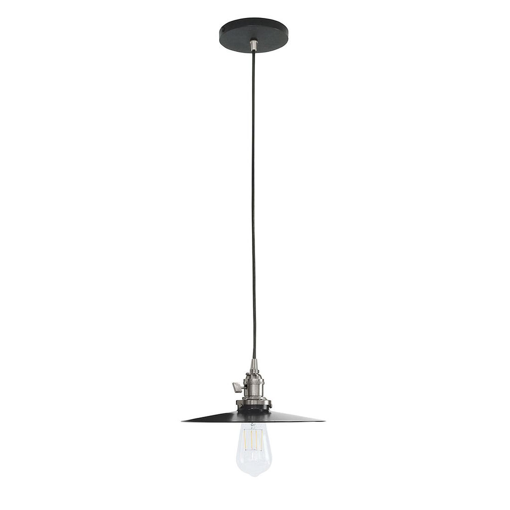 10" Uno Pendant, White Cord With Canopy, Black With Brushed Nickel Hardware - PEB403-41-96-C21