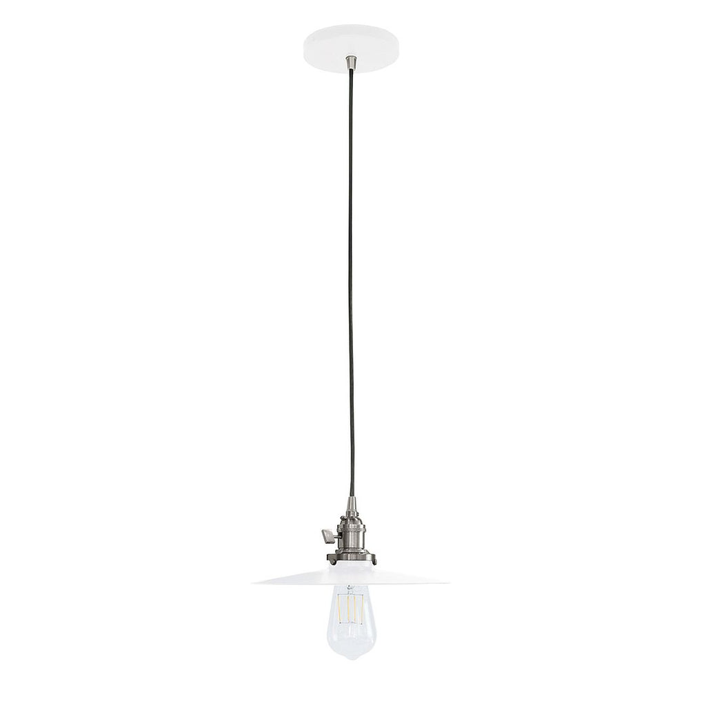 10" Uno Pendant, White Cord With Canopy, White With Brushed Nickel Hardware - PEB403-44-96-C21