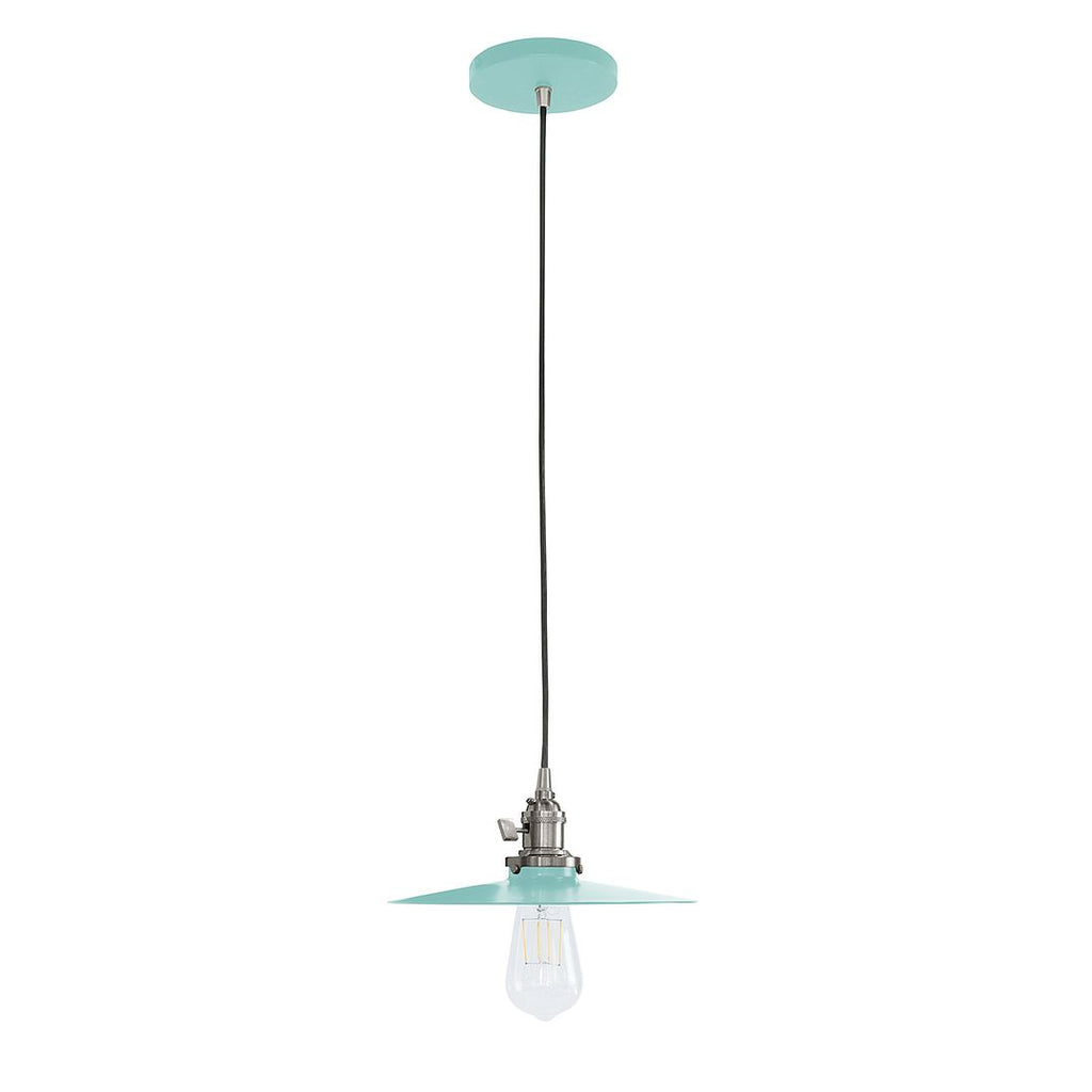 10" Uno Pendant, White Cord With Canopy, Sea Green With Brushed Nickel Hardware - PEB403-48-96-C21