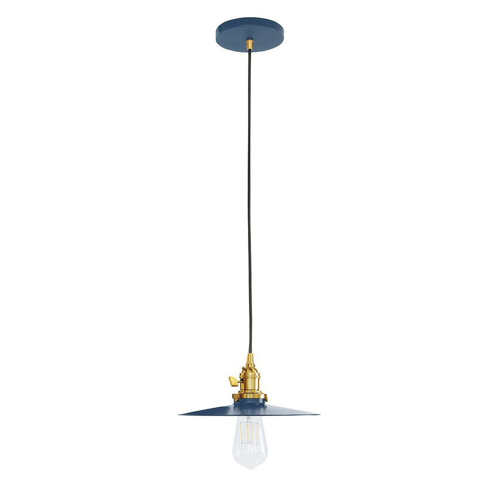 10" Uno Pendant, White Cord With Canopy, Navy With Brushed Brass Hardware - PEB403-50-91-C21