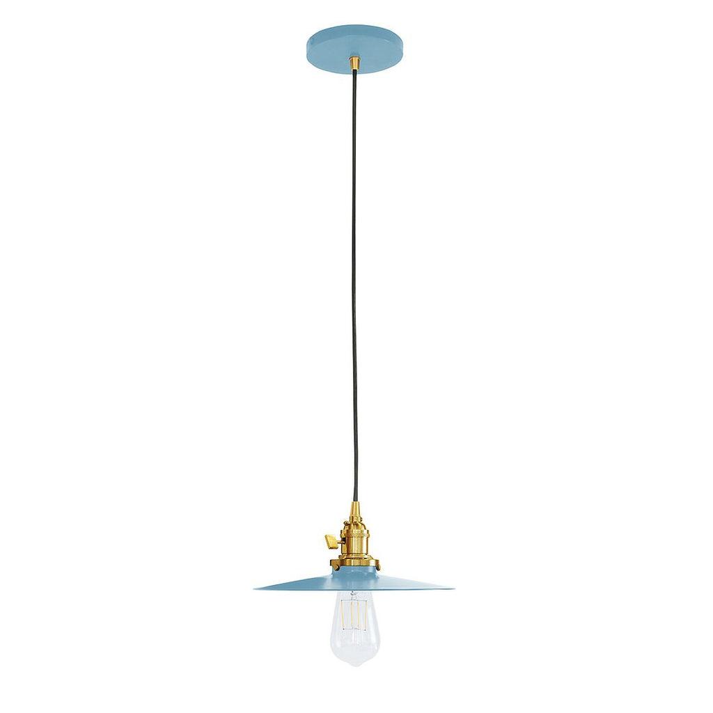 10" Uno Pendant, White Cord With Canopy, Light Blue With Brushed Brass Hardware - PEB403-54-91-C21