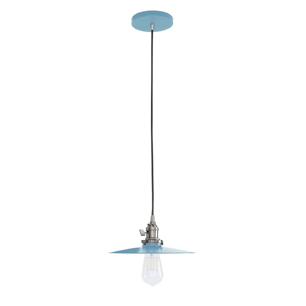 10" Uno Pendant, White Cord With Canopy, Light Blue With Brushed Nickel Hardware - PEB403-54-96-C21