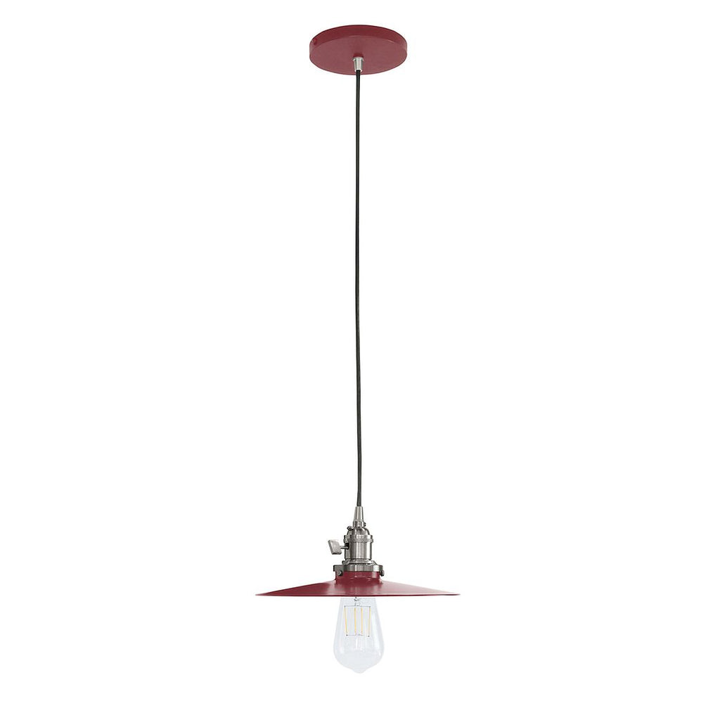 10" Uno Pendant, White Cord With Canopy, Barn Red With Brushed Nickel Hardware - PEB403-55-96-C21