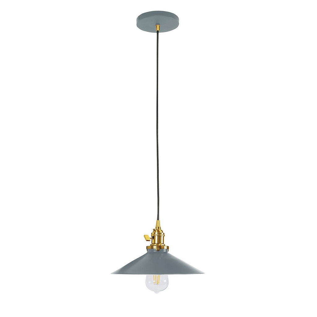 Uno 10" Pendant, Slate Gray With Brushed Brass Hardware - PEB404-40-91