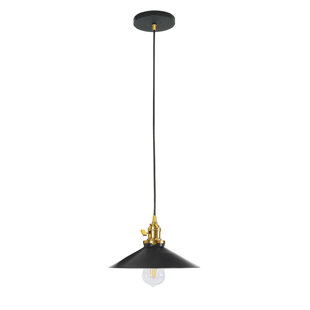 Uno 10" Pendant, Black With Brushed Brass Hardware - PEB404-41-91