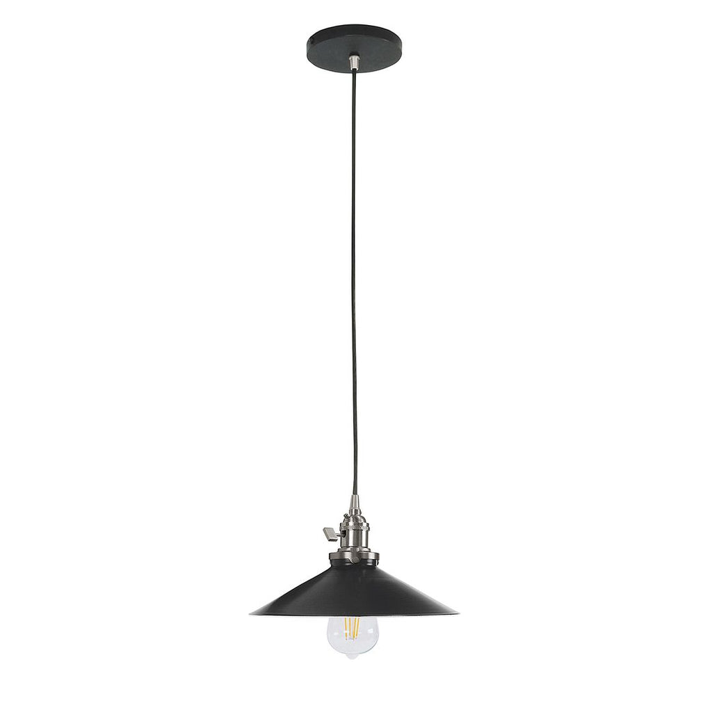 Uno 10" Pendant, Black With Brushed Nickel Hardware - PEB404-41-96