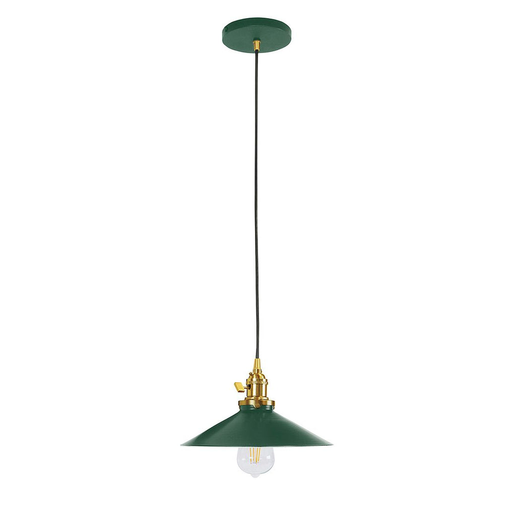 Uno 10" Pendant, Forest Green With Brushed Brass Hardware - PEB404-42-91