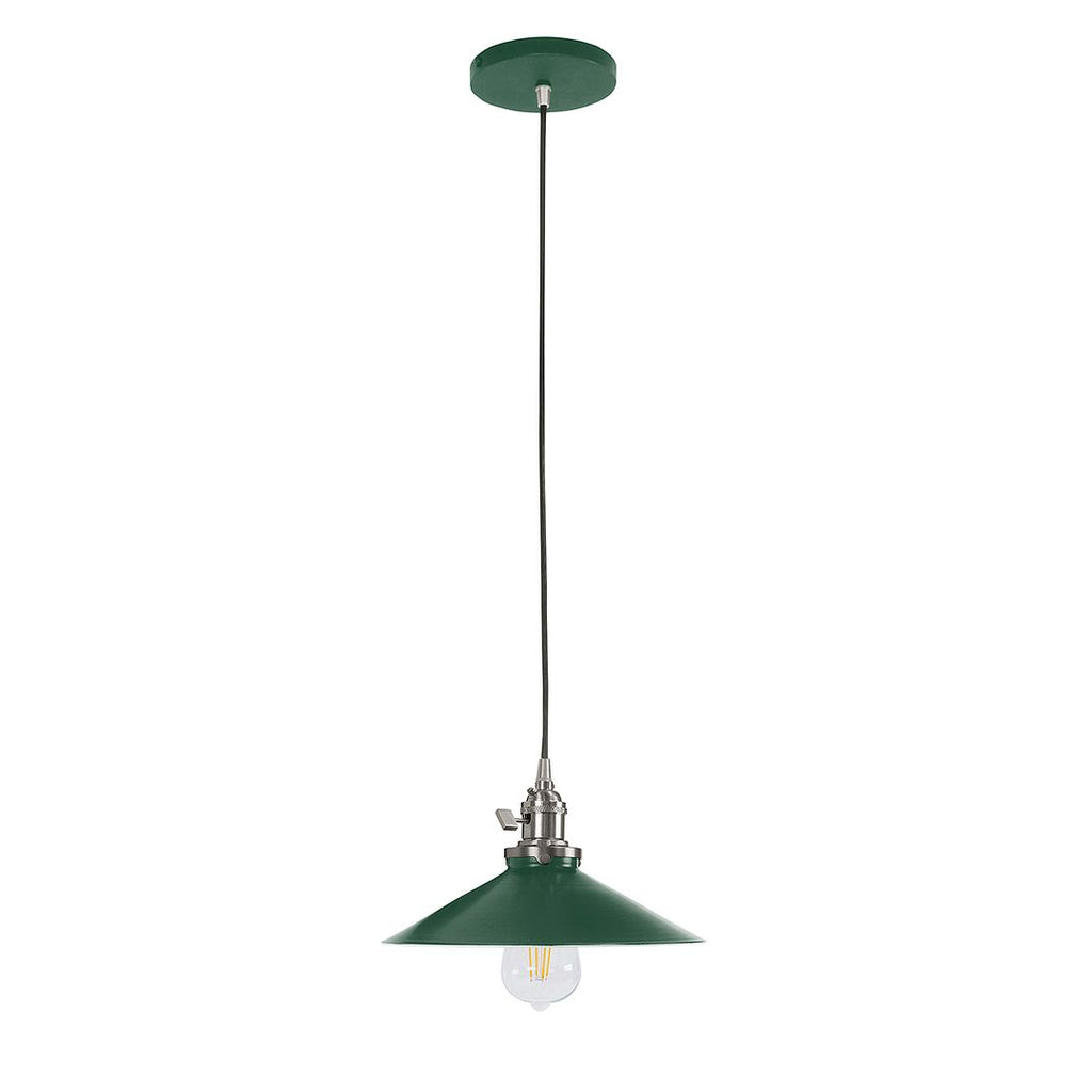 Uno 10" Pendant, Forest Green With Brushed Nickel Hardware - PEB404-42-96