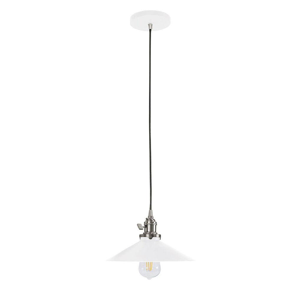 Uno 10" Pendant, White With Brushed Nickel Hardware - PEB404-44-96