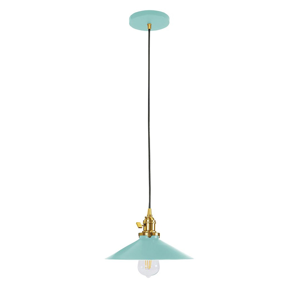 Uno 10" Pendant, Sea Green With Brushed Brass Hardware - PEB404-48-91