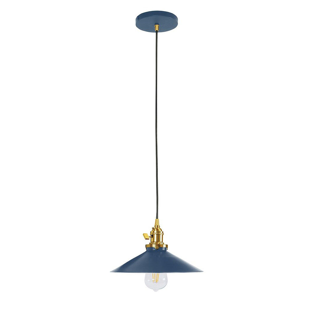 Uno 10" Pendant, Navy With Brushed Brass Hardware - PEB404-50-91