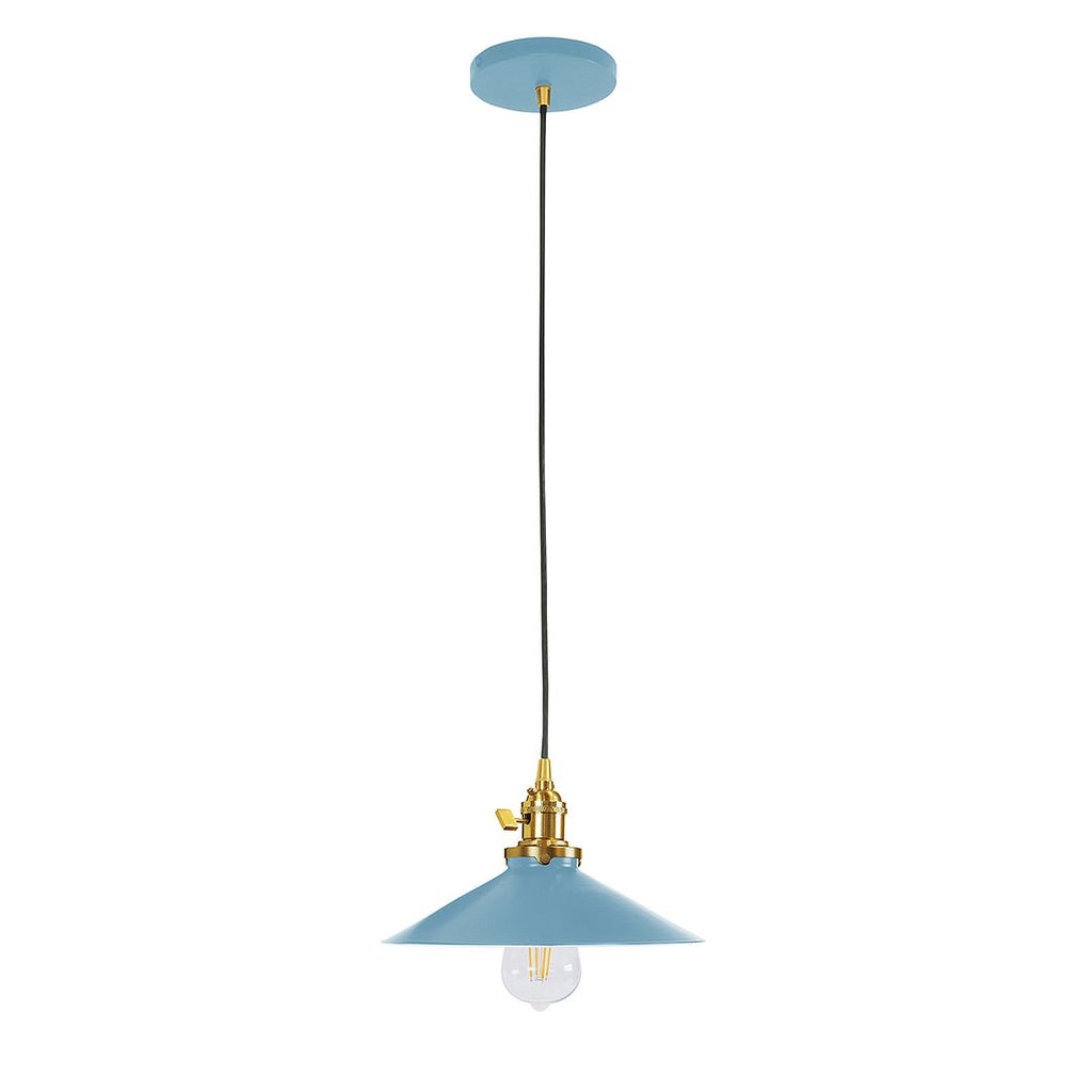 Uno 10" Pendant, Light Blue With Brushed Brass Hardware - PEB404-54-91