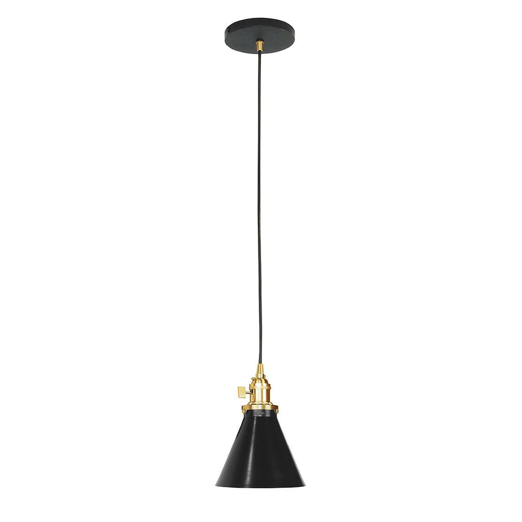 Uno 6" Pendant, Black With Brushed Brass Hardware - PEB405-41-91