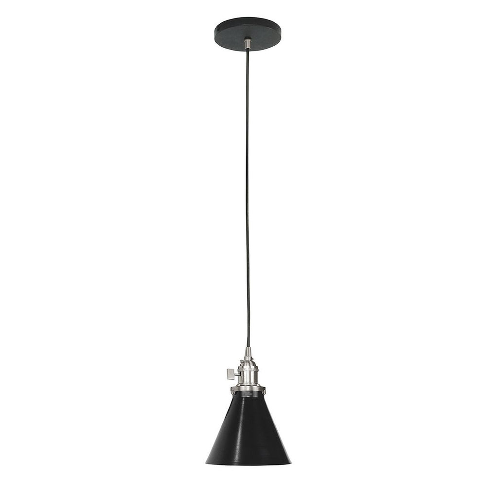 Uno 6" Pendant, Black With Brushed Nickel Hardware - PEB405-41-96