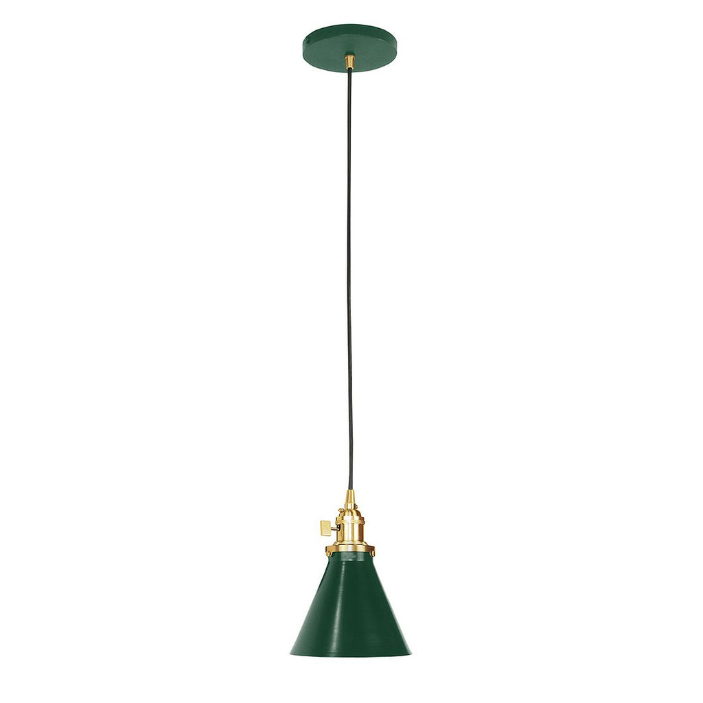 Uno 6" Pendant, Forest Green With Brushed Brass Hardware - PEB405-42-91