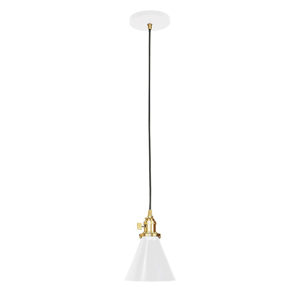 Uno 6" Pendant, White With Brushed Brass Hardware - PEB405-44-91