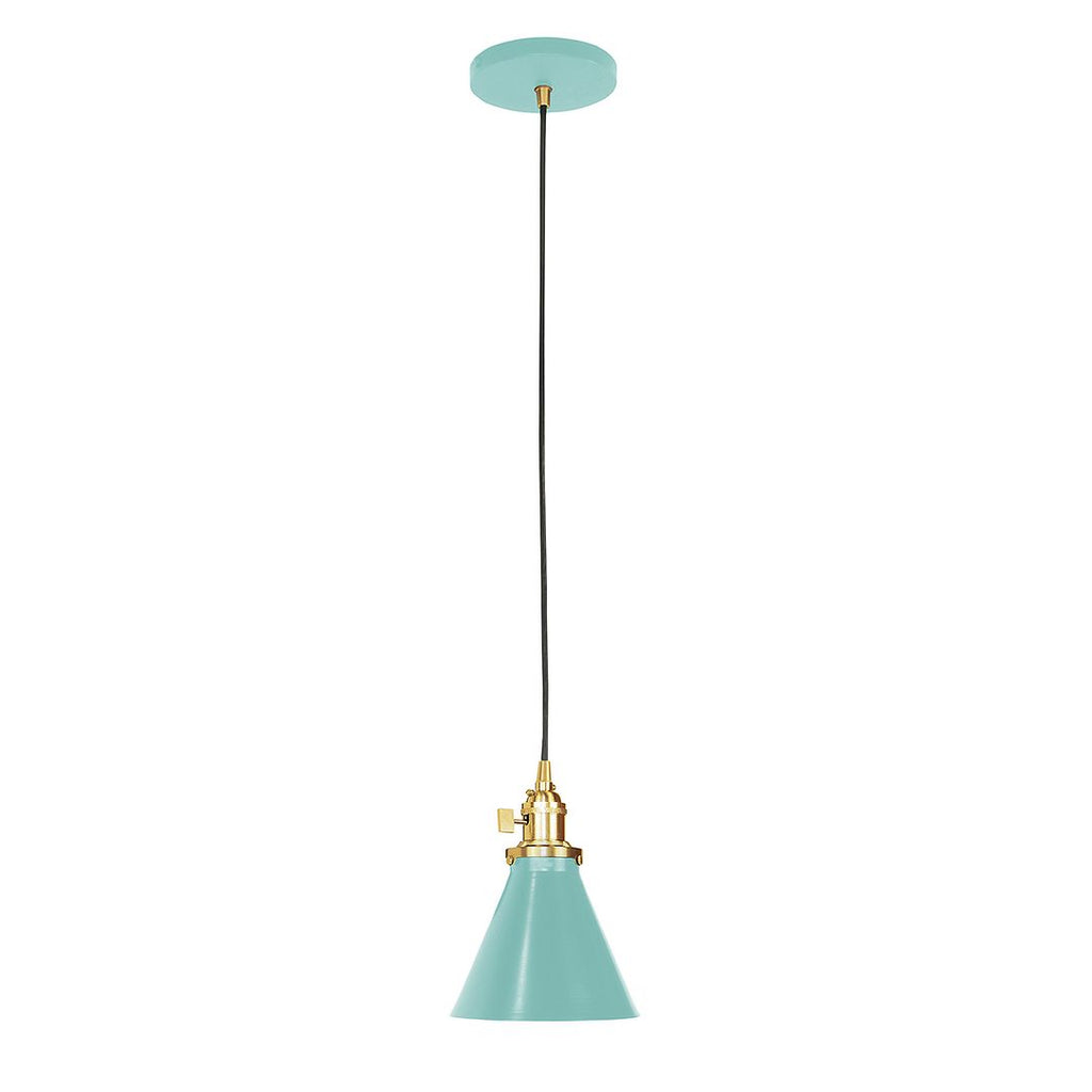 Uno 6" Pendant, Sea Green With Brushed Brass Hardware - PEB405-48-91