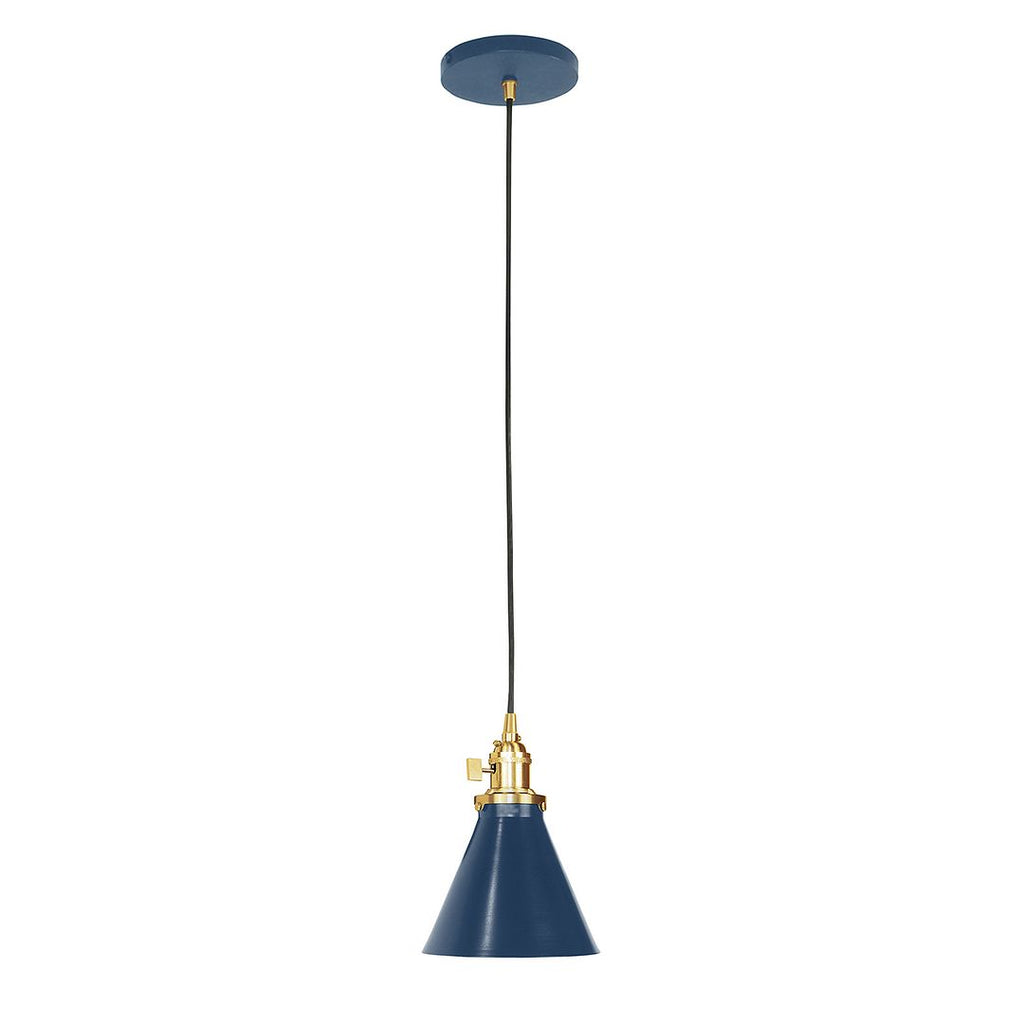 Uno 6" Pendant, Navy With Brushed Brass Hardware - PEB405-50-91