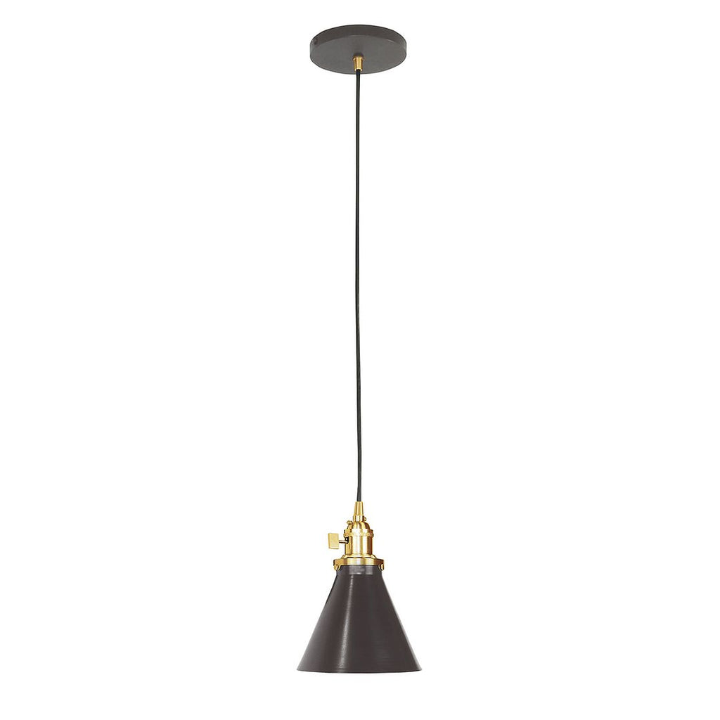 Uno 6" Pendant, Architectural Bronze With Brushed Brass Hardware - PEB405-51-91