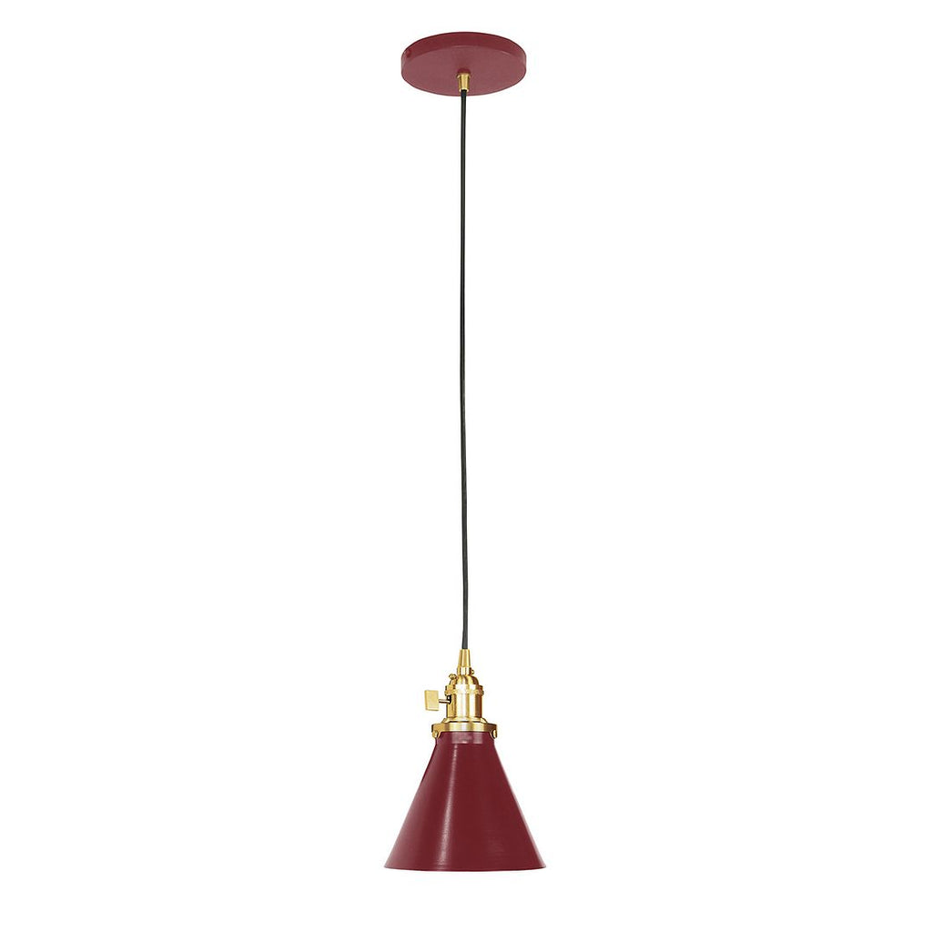 Uno 6" Pendant, Barn Red With Brushed Brass Hardware - PEB405-55-91