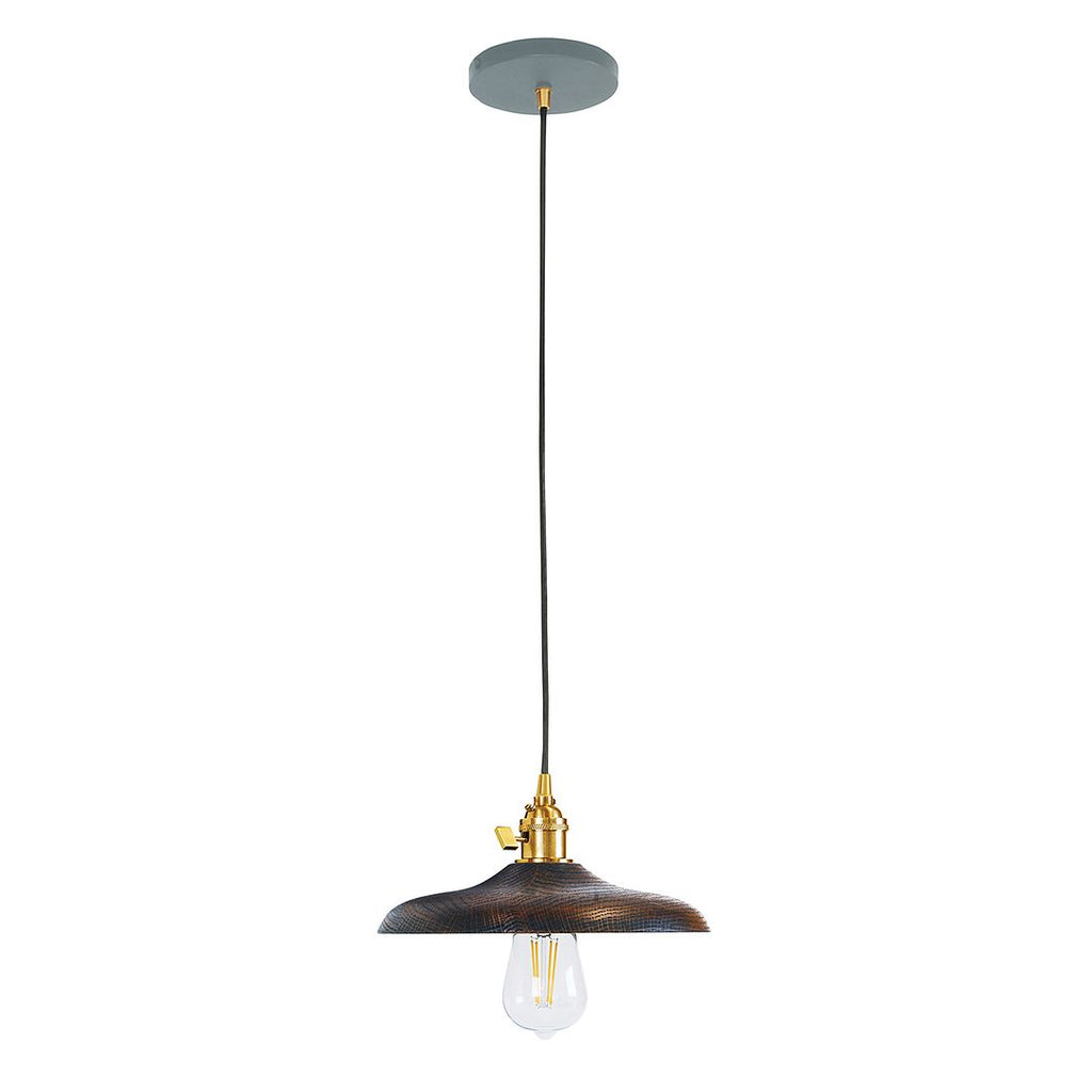 Uno 10" Pendant, With Wood Shade, Slate Gray With Brushed Brass Hardware - PEB410-40-91