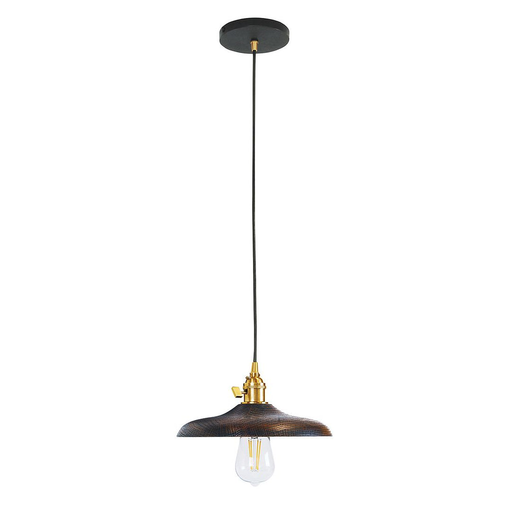 10" Uno Pendant, White Cord With Canopy, Black With Brushed Brass Hardware - PEB410-41-91-C21