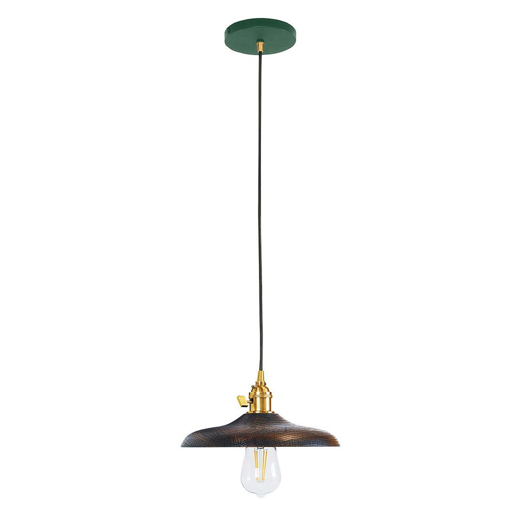 10" Uno Pendant, White Cord With Canopy, Forest Green With Brushed Brass Hardware - PEB410-42-91-C21