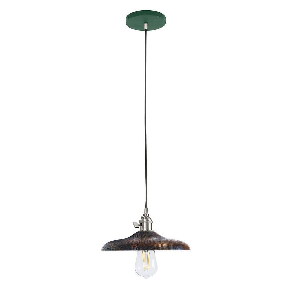 10" Uno Pendant, White Cord With Canopy, Forest Green With Brushed Nickel Hardware - PEB410-42-96-C21