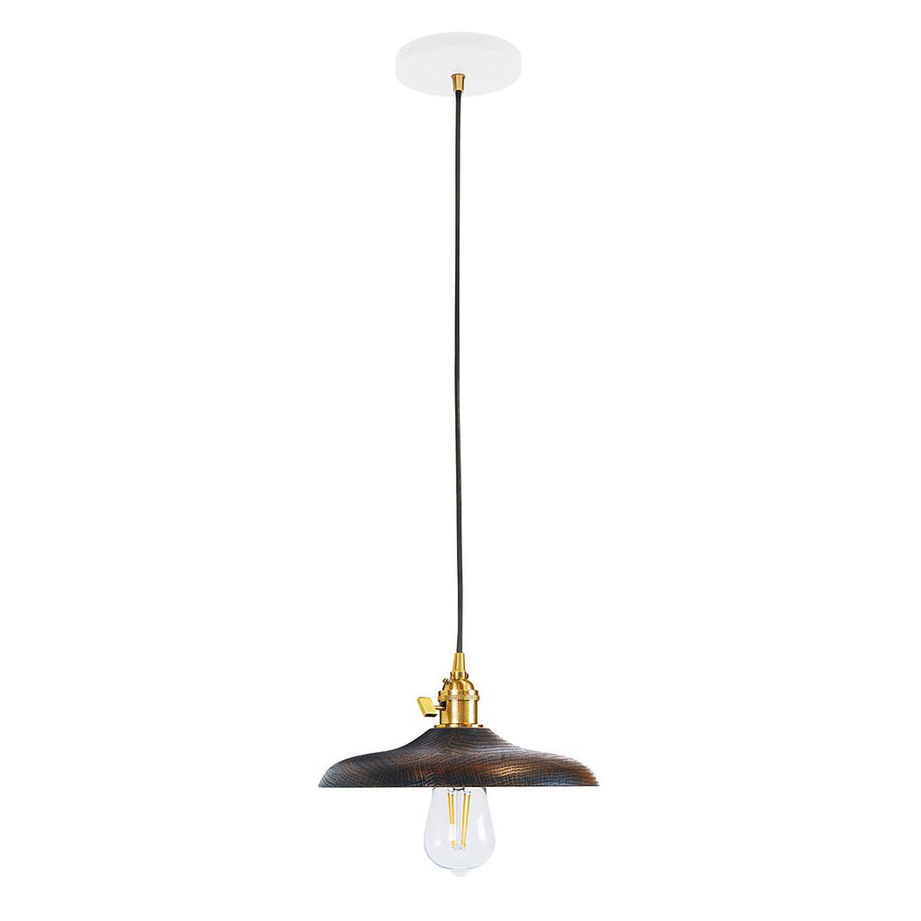 10" Uno Pendant, White Cord With Canopy, White With Brushed Brass Hardware - PEB410-44-91-C21