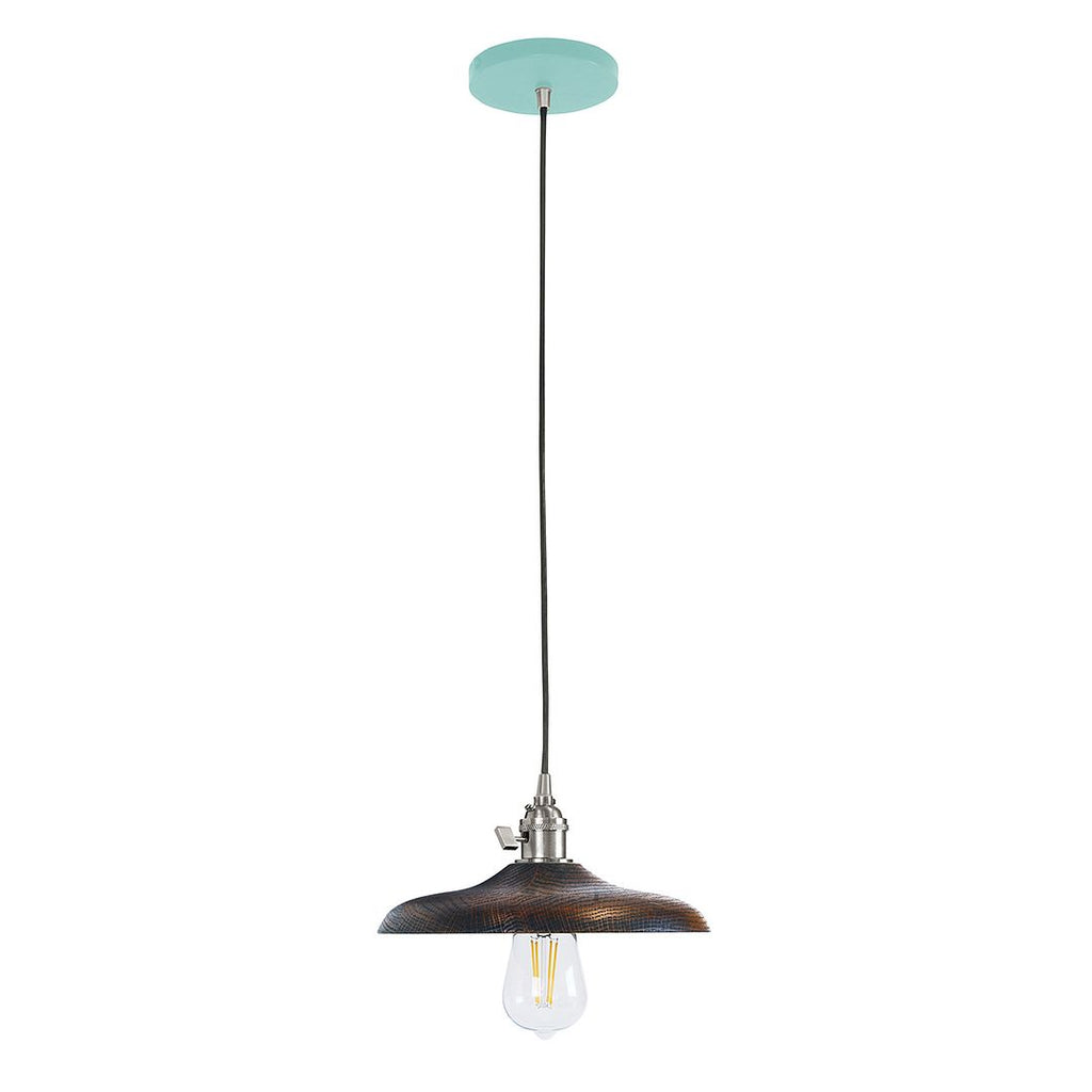 10" Uno Pendant, White Cord With Canopy, Sea Green With Brushed Nickel Hardware - PEB410-48-96-C21