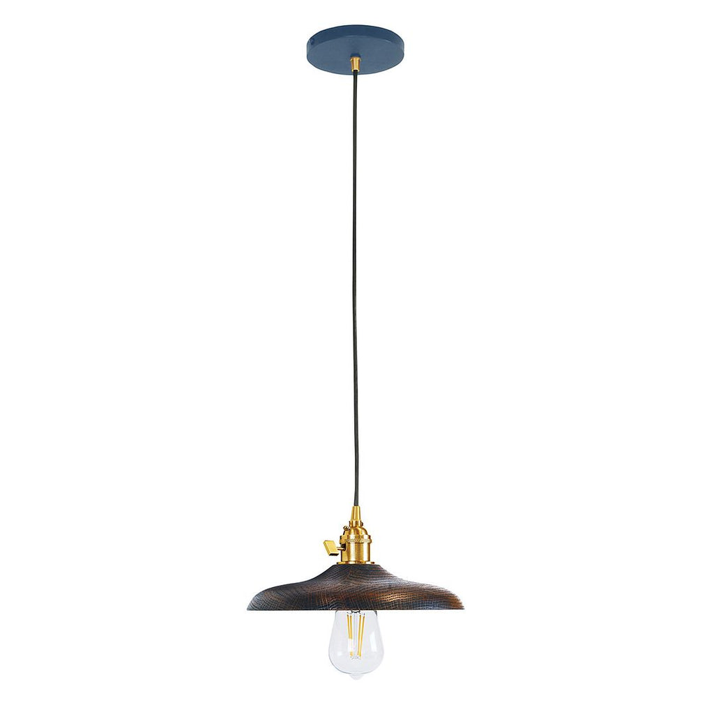 10" Uno Pendant, White Cord With Canopy, Navy With Brushed Brass Hardware - PEB410-50-91-C21