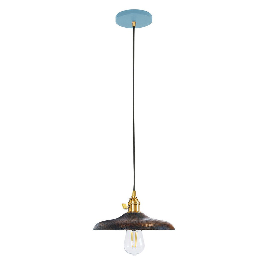 Uno 10" Pendant, With Wood Shade, Light Blue With Brushed Brass Hardware - PEB410-54-91