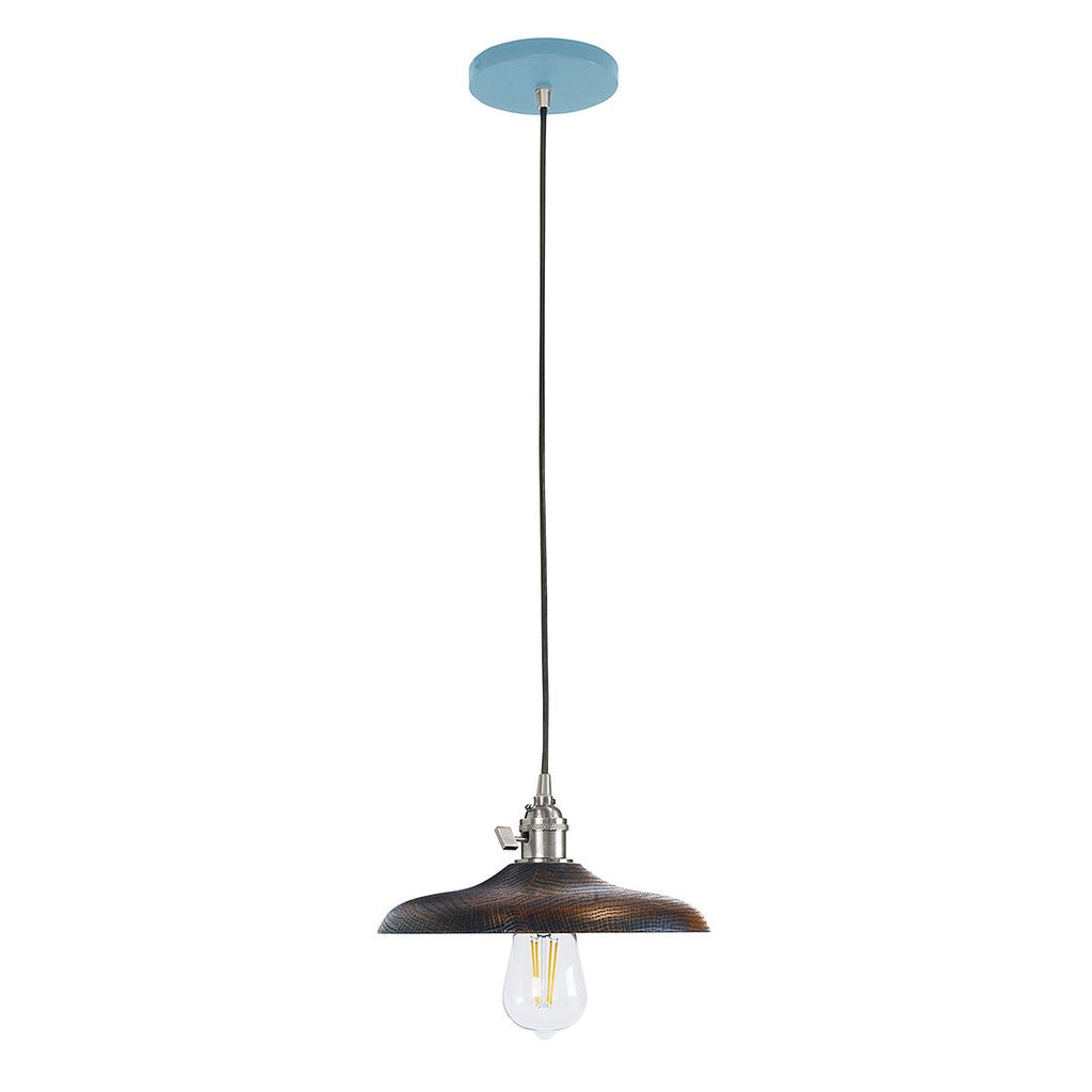 Uno 10" Pendant, With Wood Shade, Light Blue With Brushed Nickel Hardware - PEB410-54-96