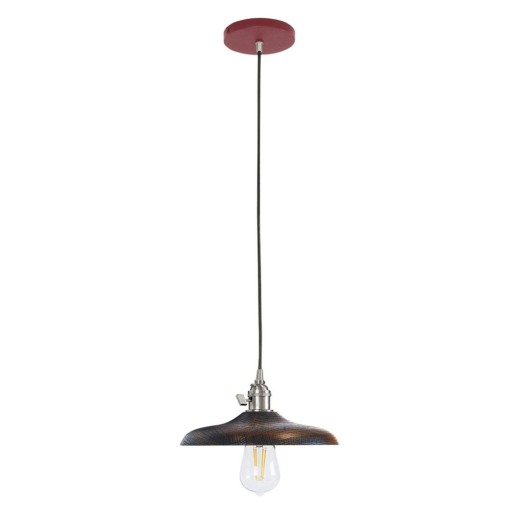 10" Uno Pendant, White Cord With Canopy, Barn Red With Brushed Nickel Hardware - PEB410-55-96-C21