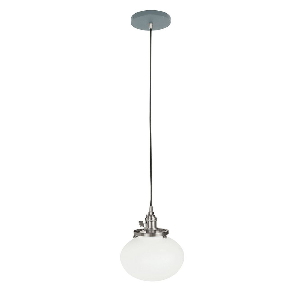 8" Uno Pendant, White Cord With Canopy, Slate Gray With Brushed Nickel Hardware - PEB411-40-96-C21