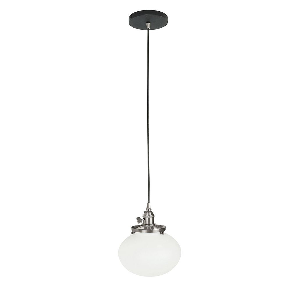 Uno 8" Pendant, With Acid Etched Glass Shade, Black With Brushed Nickel Hardware - PEB411-41-96