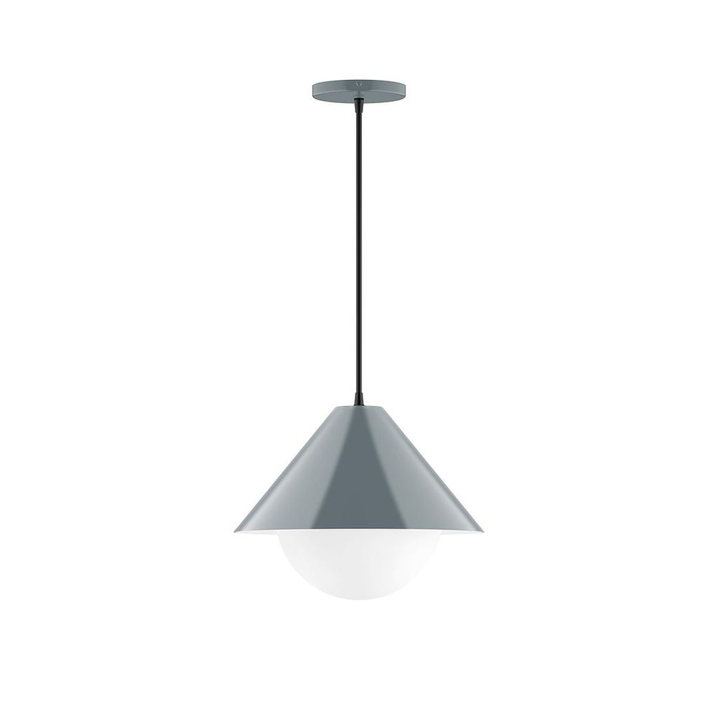 12" Axis Cone Pendant With 6 Inch White Opal Glass Globe, Slate Gray - PEB422-G15-40