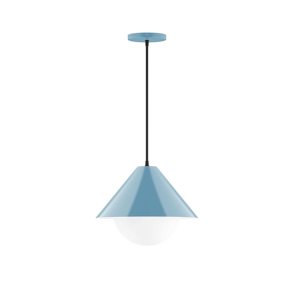 12" Axis Cone Pendant With 6 Inch White Opal Glass Globe, Light Blue - PEB422-G15-54