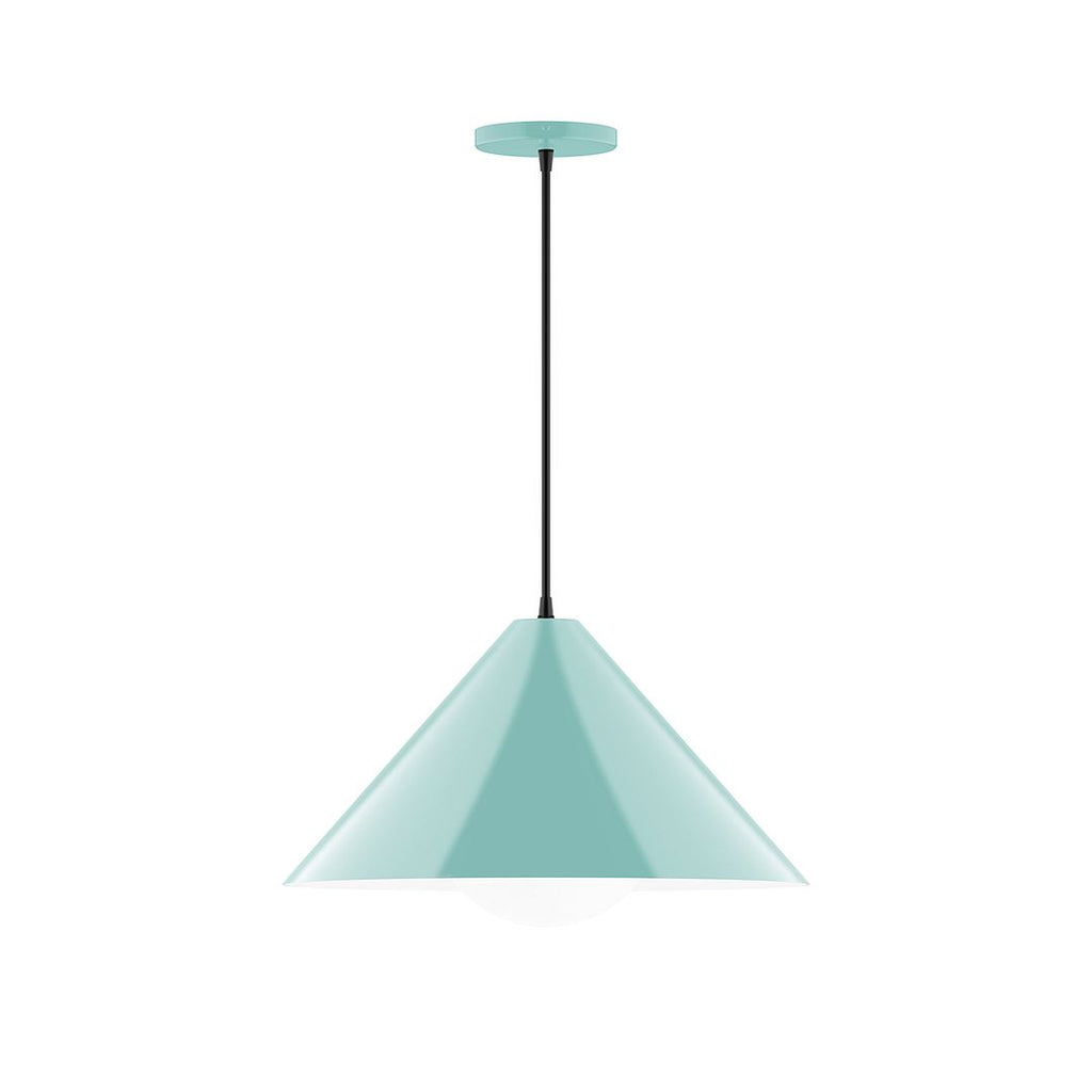 18" Axis Cone Pendant With 6 Inch White Opal Glass Globe, Sea Green - PEB423-G15-48