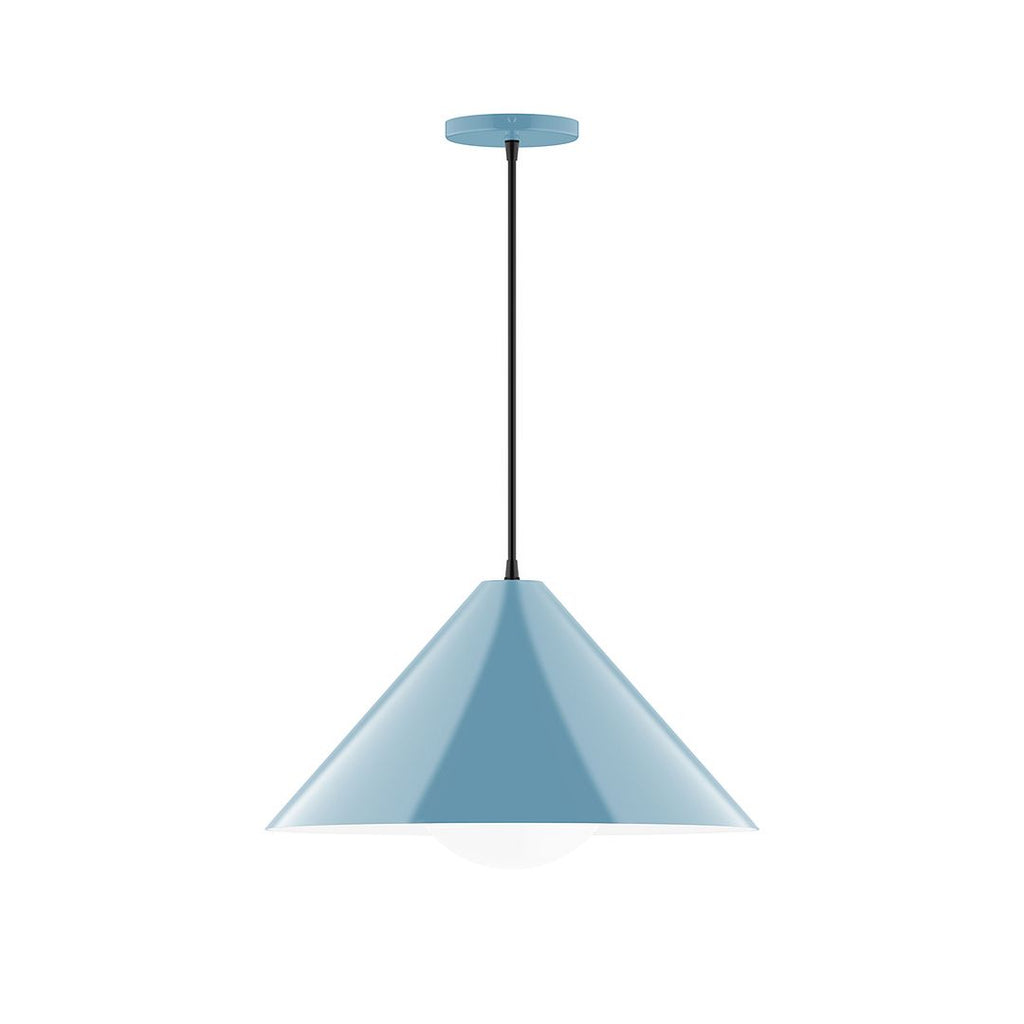 18" Axis Cone Pendant With 6 Inch White Opal Glass Globe, Light Blue - PEB423-G15-54