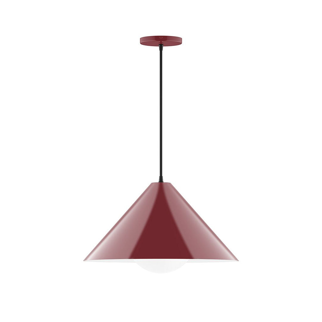 18" Axis Cone Pendant With 6 Inch White Opal Glass Globe, Barn Red - PEB423-G15-55