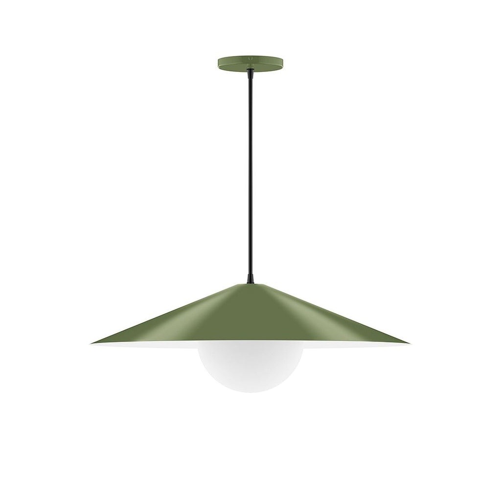 24" Axis Shallow Cone Pendant With 6 Inch White Opal Glass Globe, Fern Green - PEB429-G15-22